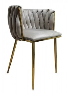 The Grange Collection Woven Armchair in Grey Velvet 73x50cm 