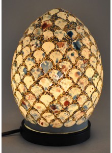 The Grange Collection Red & Amber Mosaic Egg Lamp 18.5x18.5x26.5cm