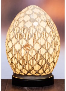 The Grange Collection Red & Amber Mosaic Egg Lamp 18.5x18.5x26.5cm