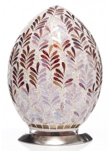 The Grange Collection Mosaic Egg Lamp in Red 22.5x22.5x31.5cm