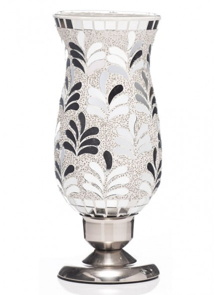 The Grange Collection Mosaic Vase Lamp in Silver 12x12x27cm