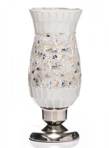 The Grange Collection Mosaic Vase Lamp in Cream 12x12x27cm