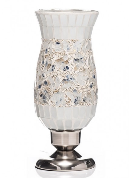 The Grange Collection Mosaic Vase Lamp in Cream 12x12x27cm