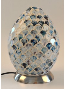The Grange Collection Blue & White Mosaic Egg Lamp 18.5x18.5x26.5cm