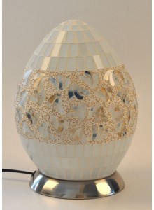 The Grange Collection White Mosaic Egg Lamp 18.5x18.5x26.5cm