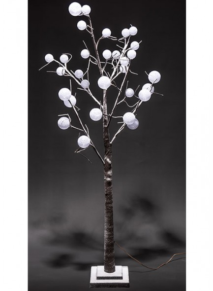 The Grange Collection LED Black & White Lighting Rattan Bauble Tree