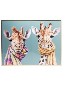 Stonewall Gallery Framed & Textured Picture - Giraffes in Scarves 62x82x4cm