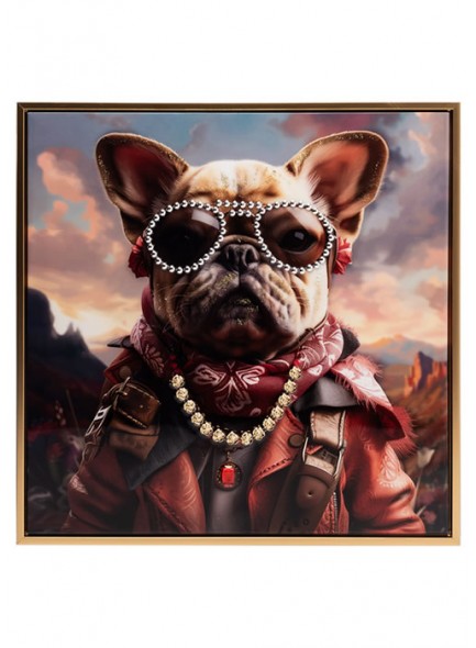 Stonewall Gallery Framed & Textured Picture - Funky Bulldog 52.5x52.5x2.8cm