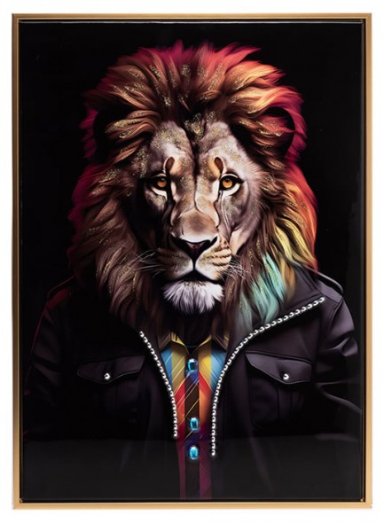 Stonewall Gallery Framed & Textured Picture - Lion Portrait 52.5x72.5x2.8cm