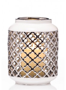 The Grange Collection White & Silver Pillar Candle Holder