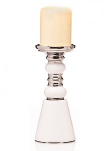 The Grange Collection White & Silver Candlestick Holder