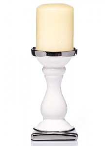 The Grange Collection White & Silver Candlestick Holder