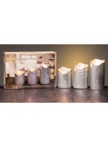 The Grange Collection Candle LED Candle Set of 3 in Silver