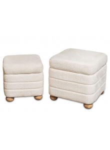The Grange Collection Set of 2 Pouffes 41x41x37cm & 34x34x33cm