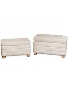 The Grange Collection Set of 2 Storage Pouffes 72x42x40cm & 62x34x34cm