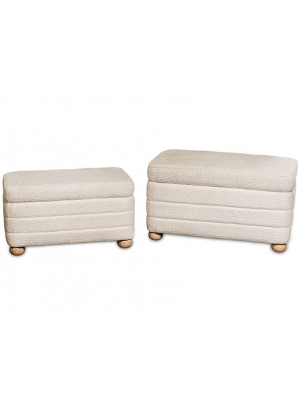 The Grange Collection Set of 2 Storage Pouffes 72x42x40cm & 62x34x34cm