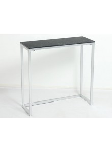 The Grange Collection Chrome Console Table with Black Marble Top