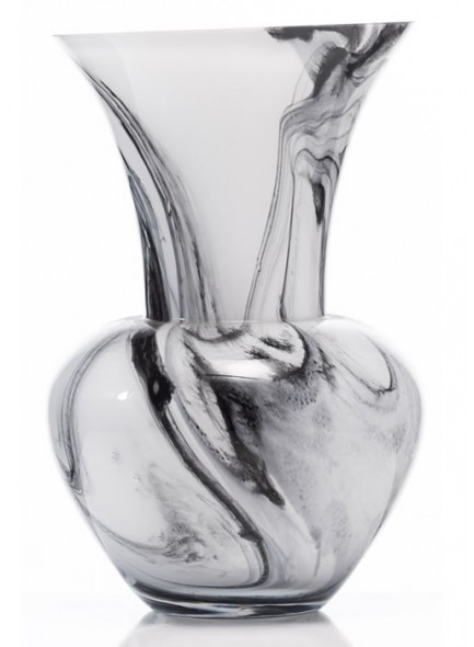 The Grange Collection Marble Grey Effect Glass Vase 16.5x25cm