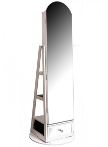 The Grange Collection White Rotating Mirrored Jewellery Cabinet 164x56cm