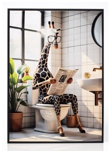 Stonewall Gallery Framed Picture Giraffe in Bathroom 50x70cm
