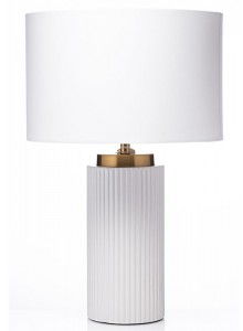 The Grange Collection White Ceramic & Linen Lamp