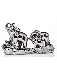 The Grange Collection Silver Mirrored Elephant Family of 3 Candleholders