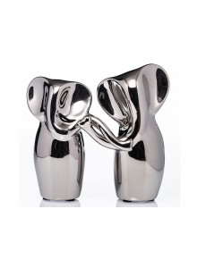 The Grange Collection Silver Mirrored Intertwined Elephant Pair