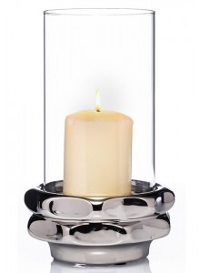The Grange Collection Silver Mirrored & Glass Candleholder