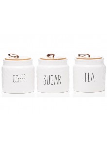 The Grange Collection Ceramic Tea, Coffee, Sugar Jars 13.5x13.5cm