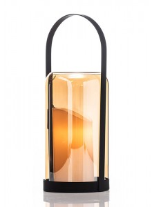 The Grange Collection Black Glass Candle Holder 12.4x12.3x32.5cm