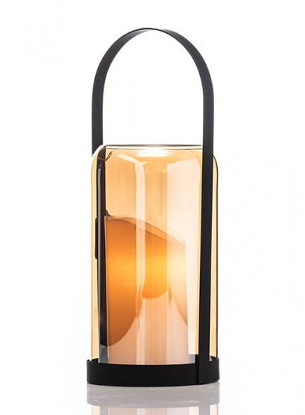 The Grange Collection Black Glass Candle Holder 12.4x12.3x32.5cm