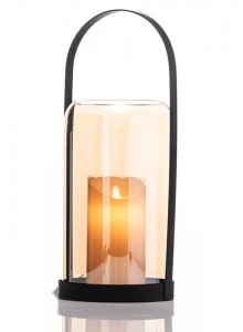 The Grange Collection Black Glass Candle Holder 14.7x14.2x36cm