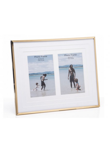 The Grange Collection Gold Mounted Double Photo Frame 4x6in