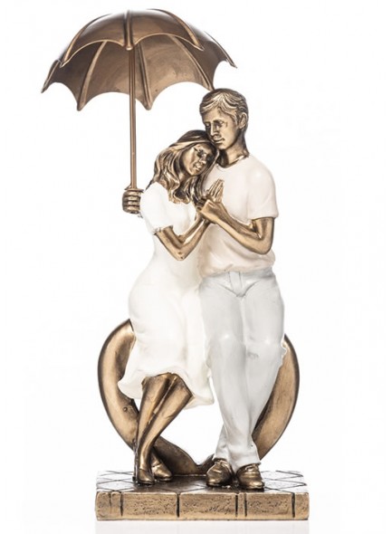 The Grange Collection Rainy Day Couple Holding Brolly 25cm