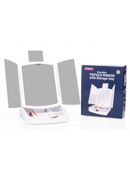 Nexus LED Tri-fold Collapsible Mirror with Storage 43x34x52cm