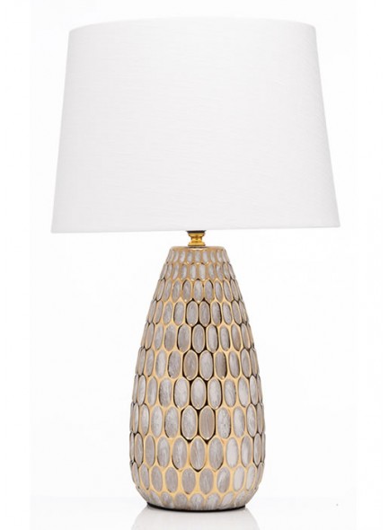 The Grange Collection Grey & Honeycomb Design Lamp 33x55cm