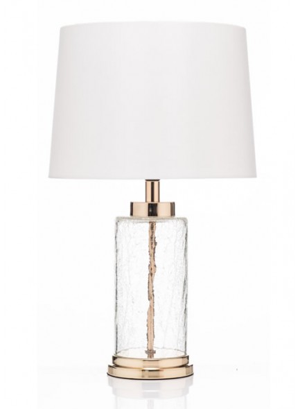 The Grange Collection France Gold & Crackled Effect Glass Lamp 28x49cm