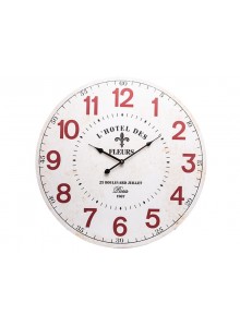 The Grange Collection 58cm MDF Wall Clock Parisian with red numbers