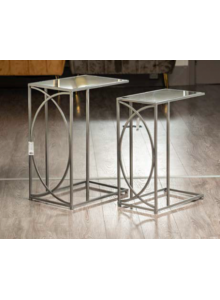 The Grange Collection Silver Mirror Tables, Set 2