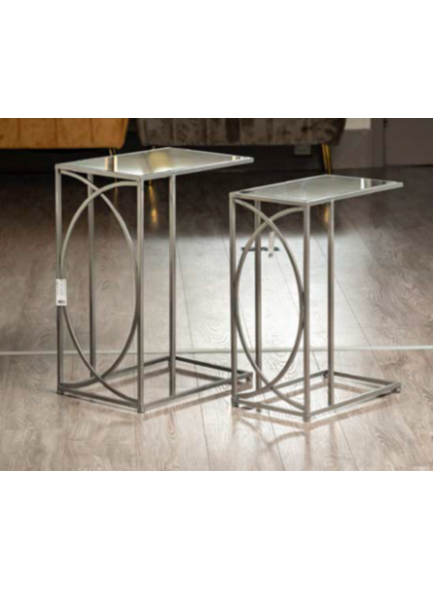 The Grange Collection Silver Mirror Tables, Set 2