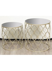 The Grange Collection Round Mirror Tables, Set 2