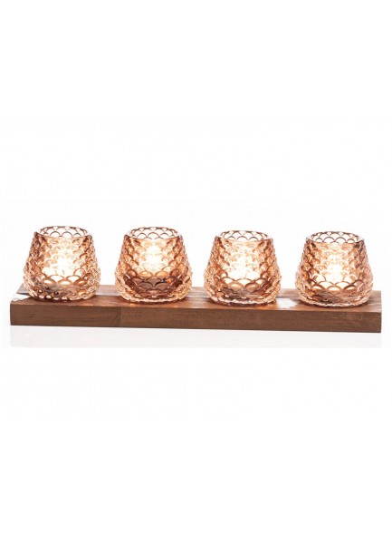 The Grange Collection Wooden Base Candle Holder 35x8x12cm