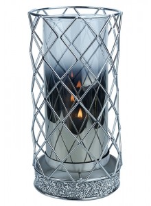 The Grange Collection Metal Candle Holder with Silver Glass
