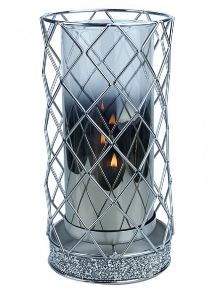 The Grange Collection Metal Candle Holder with Silver Glass