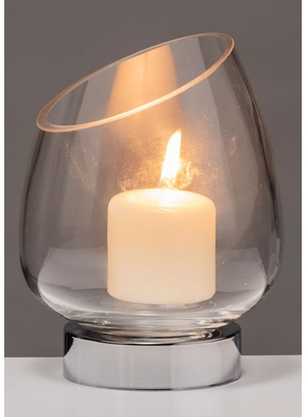 The Grange Collection Glass Candle Holder with Metal Base