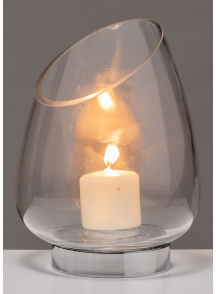 The Grange Collection Glass Candle Holder with Metal Base