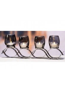 The Grange Collection Four Candle Smoked Glass Candle Holder