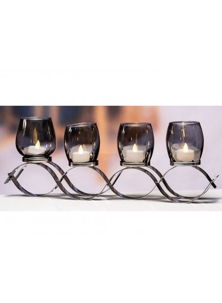 The Grange Collection Four Candle Smoked Glass Candle Holder