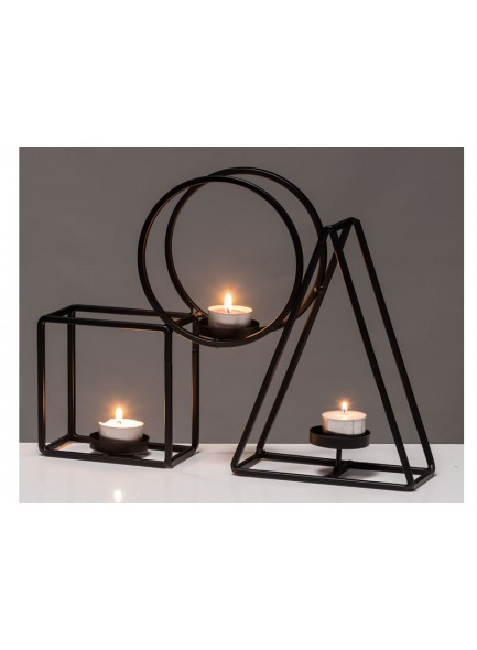 The Grange Collection Geometric 3-Piece Candle Holder