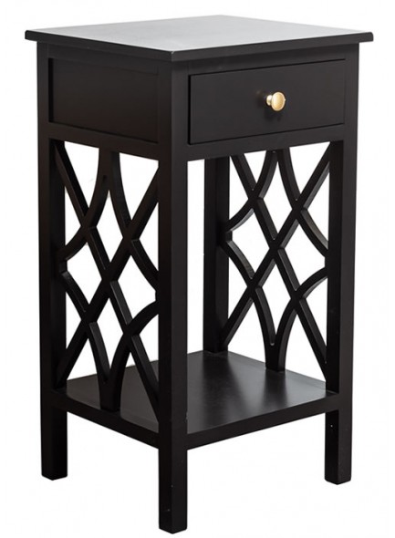 The Grange Collection Black 1-Drawer Bedside Table 40x35x71cm